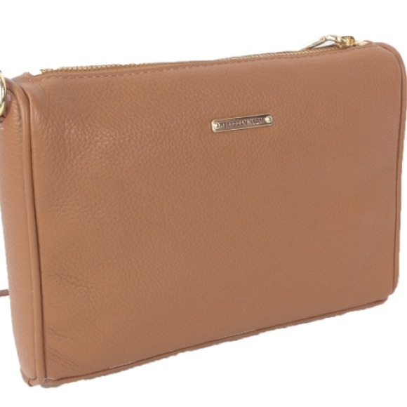 REBECCA MINKOFF 5-Zip Mini Crossbody Leather Bag Color:Almond NWT - Picture 8 of 9